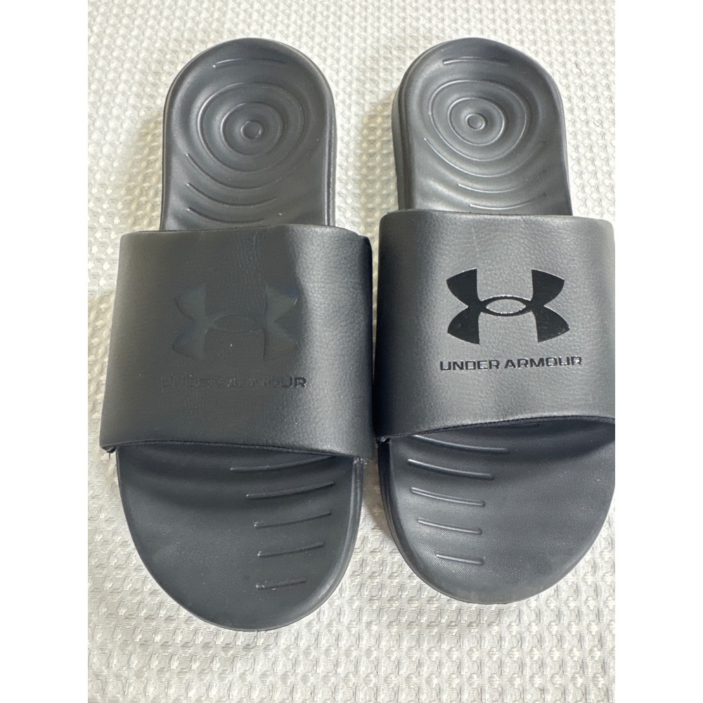 Under Armour Slide Sandal Mens 13 Ansa Fixed Black EUC